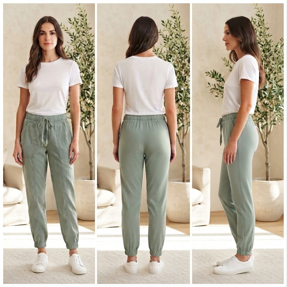 Abercrombie & Fitch Jogger Pants Womens M Sage Green Elastic Waist Drawstring